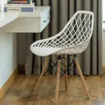 Mid Century Lattice Shell Design Dining Side Wood Plastic Chair (1)